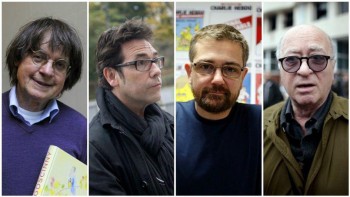 Patru caricaturişti celebri ai revistei Cabu, Tignou, Charb şi Wolinski au fost ucişi în atacul de azi